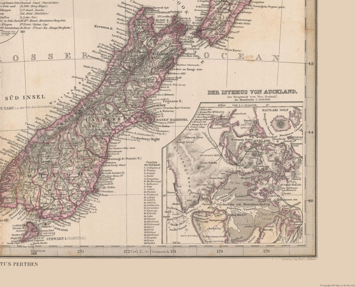 Historic Map - Australia West New Zealand - Stieler  1885 - 28.51 x 23 - Vintage Wall Art