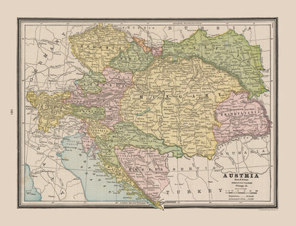 Historic Map - Austria - Cram 1888 - 30.06 x 23 - Vintage Wall Art