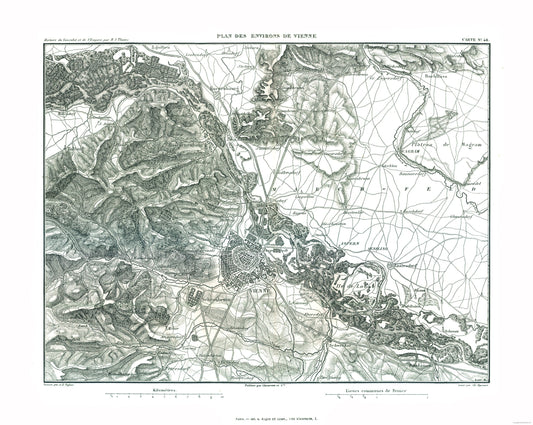 Historic Map - Vienna Austria - Thiers 1866 - 28.83 x 23 - Vintage Wall Art