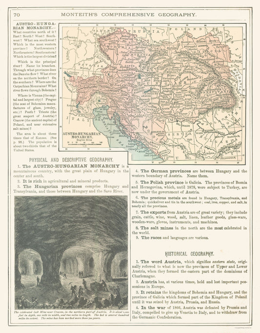 Historic Map - Austro Hungarian Monarchy - Monteith 1882 - 23 x 29.46 - Vintage Wall Art