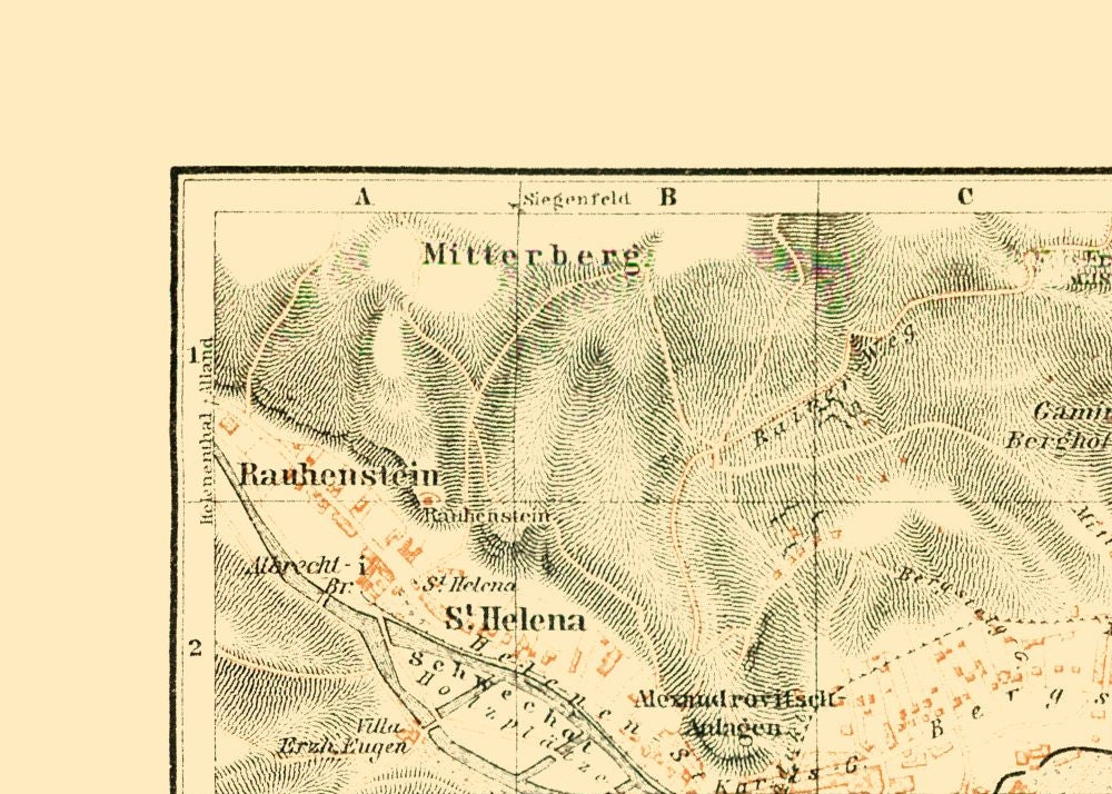 Historic Map - Baden Austria - Baedeker 1910 - 32.22 x 23 - Vintage Wall Art