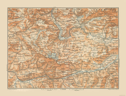 Historic Map - Dachstein Region Austria - Baedeker 1910 - 30.14 x 23 - Vintage Wall Art