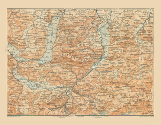 Historic Map - Hollen Region Austria - Baedeker 1910 - 29.60 x 23 - Vintage Wall Art