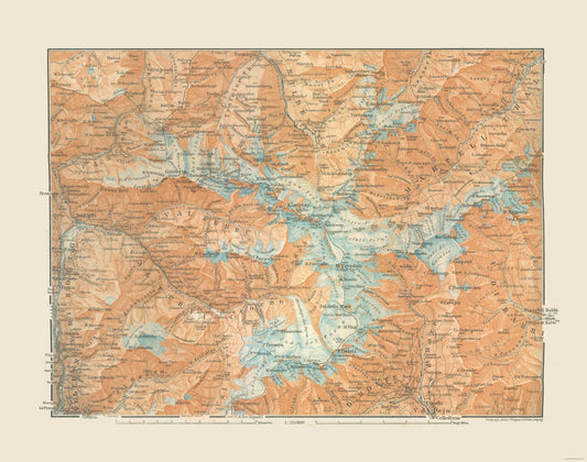 Historic Map - Western Austria Region - Baedeker 1910 - 29.20 x 23 - Vintage Wall Art