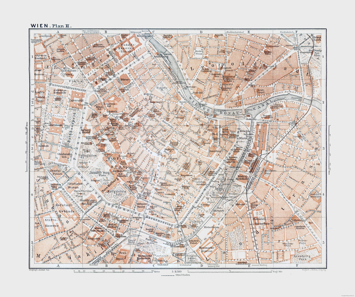 Historic Map - Vienna Austria - Baedeker 1910 - 27.47 x 23 - Vintage Wall Art