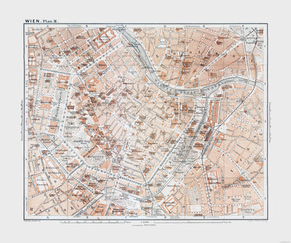 Historic Map - Vienna Austria - Baedeker 1910 - 27.47 x 23 - Vintage Wall Art