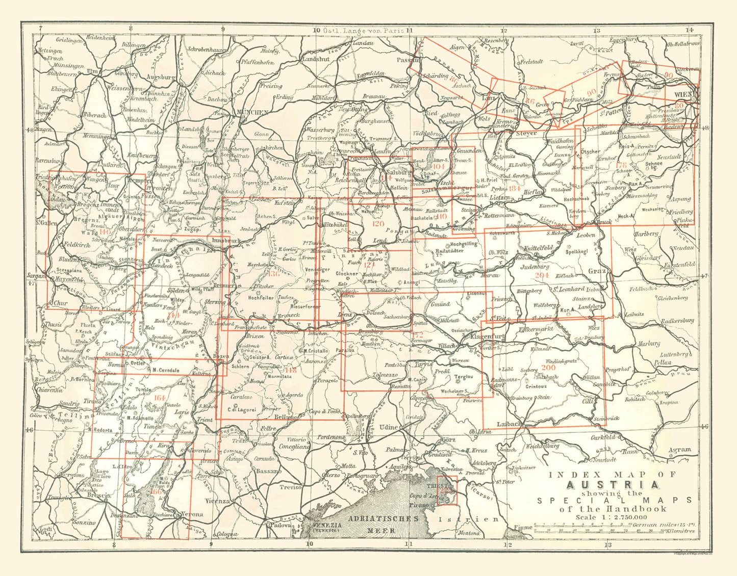 Historic Map - Austria - Baedeker 1896 - 29.42 x 23 - Vintage Wall Art