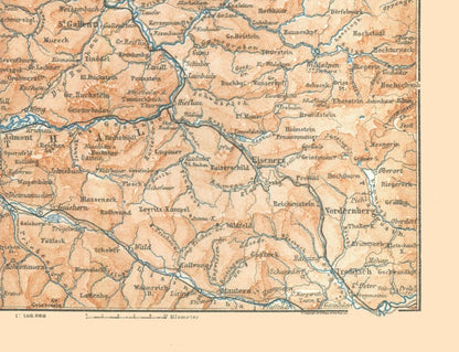 Historic Map - Upper Austria - Baedeker 1896 - 30.02 x 23 - Vintage Wall Art