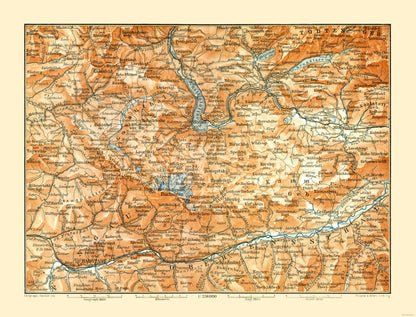 Historic Map - Dachstein Austria - Baedeker 1896 - 30.23 x 23 - Vintage Wall Art