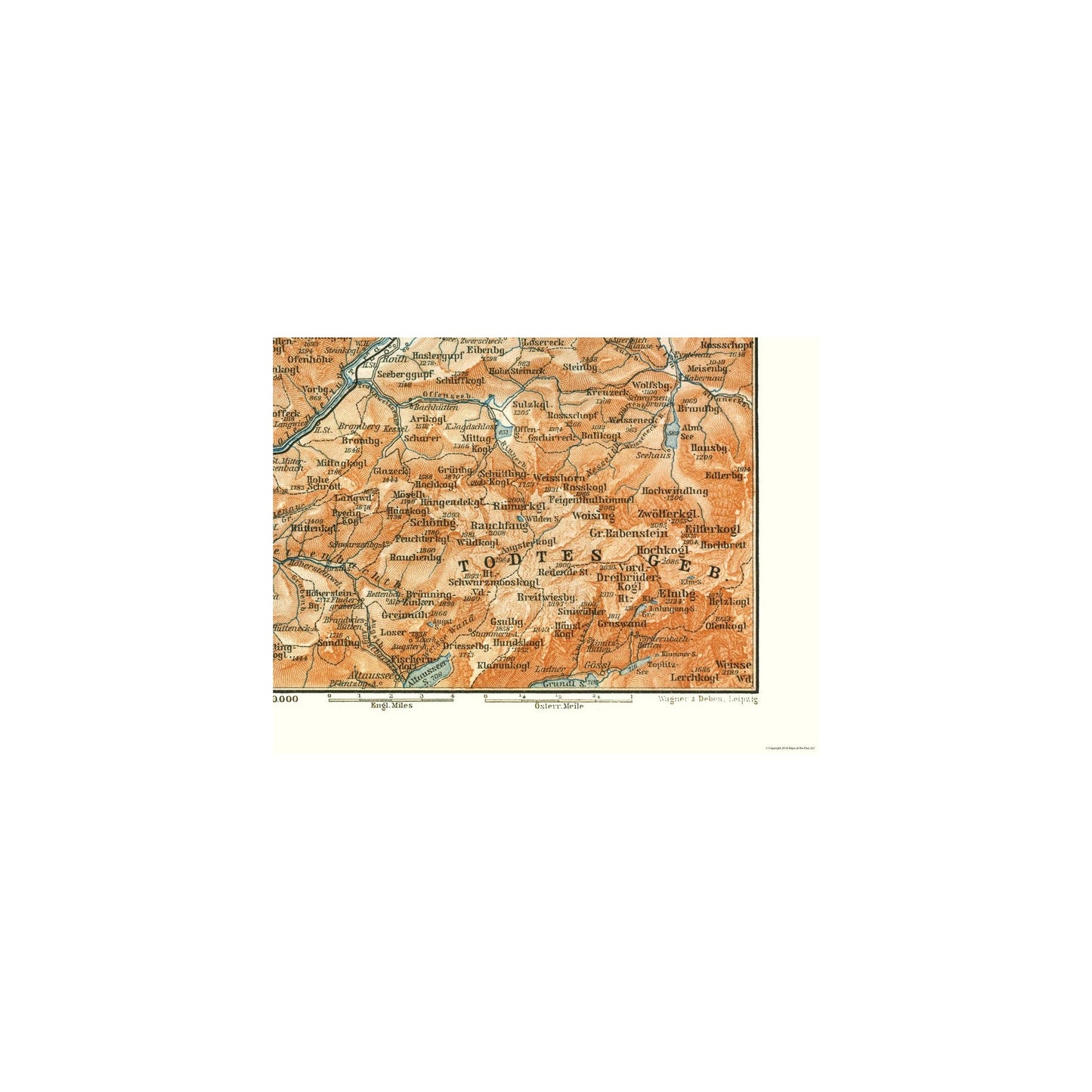 Historic Map - Hollen Geb Austria - Baedeker 1896 - 30.13 x 23 - Vintage Wall Art