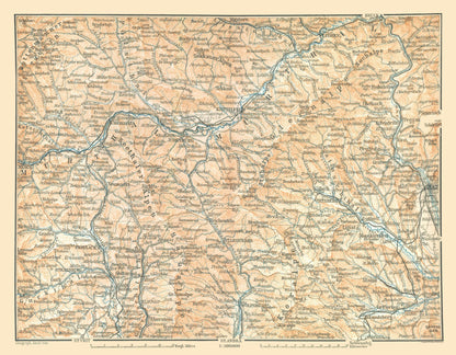 Historic Map - Murthal Austria - Baedeker 1896 - 29.57 x 23 - Vintage Wall Art