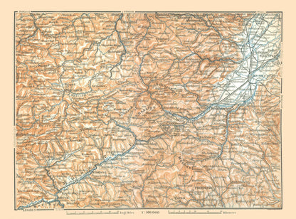 Historic Map - Murtal Austria Vicinity - Baedeker 1896 - 31.09 x 23 - Vintage Wall Art