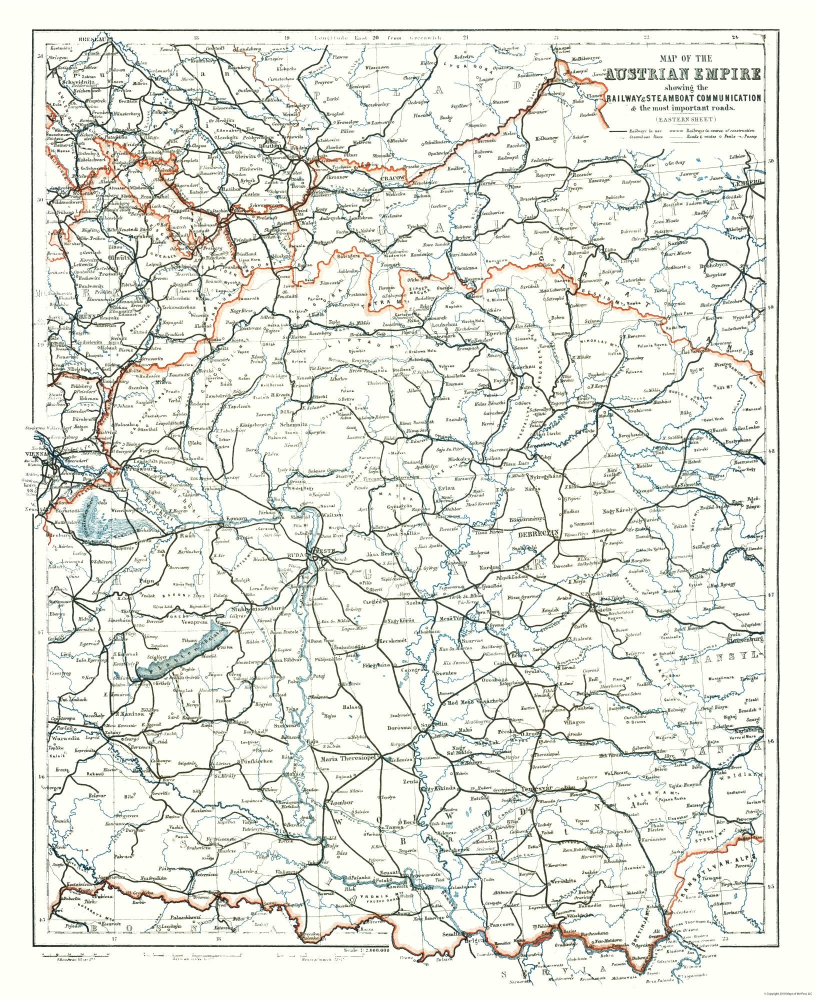 Old Railroad Maps - Austria-Hungary – Maps Of The Past