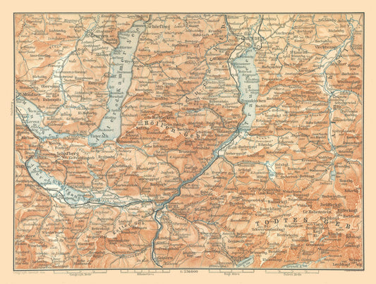 Historic Map - North Austria - Baedeker 1896 - 30.38 x 23 - Vintage Wall Art