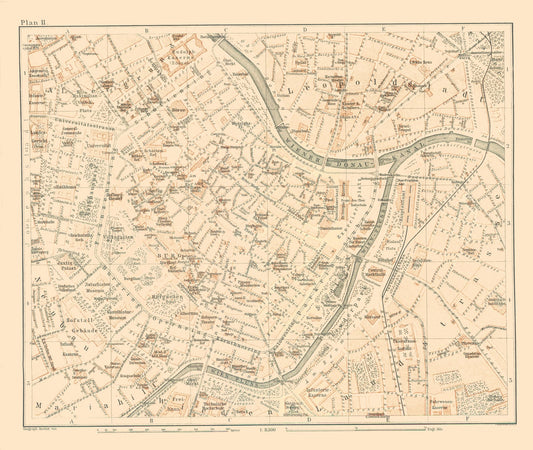 Historic Map - Leopoldstadt Vienna Austria - Baedeker 1896 - 27.27 x 23 - Vintage Wall Art
