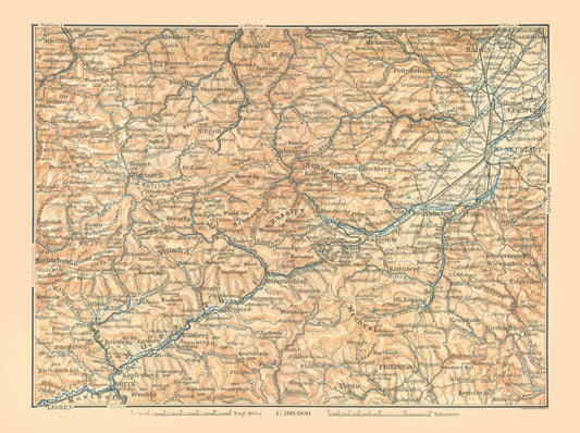 Historic Map - Murzthal Austria - Baedeker 1896 - 30.82 x 23 - Vintage Wall Art