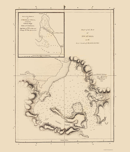 Historic Map - Avacha Bay Russia Nautical - Bligh 1785 - 23 x 26.91 - Vintage Wall Art