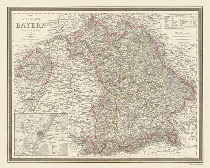 Historic Map - Bavaria Region Germany - Weiland 1856 - 23 x 28.62 - Vintage Wall Art