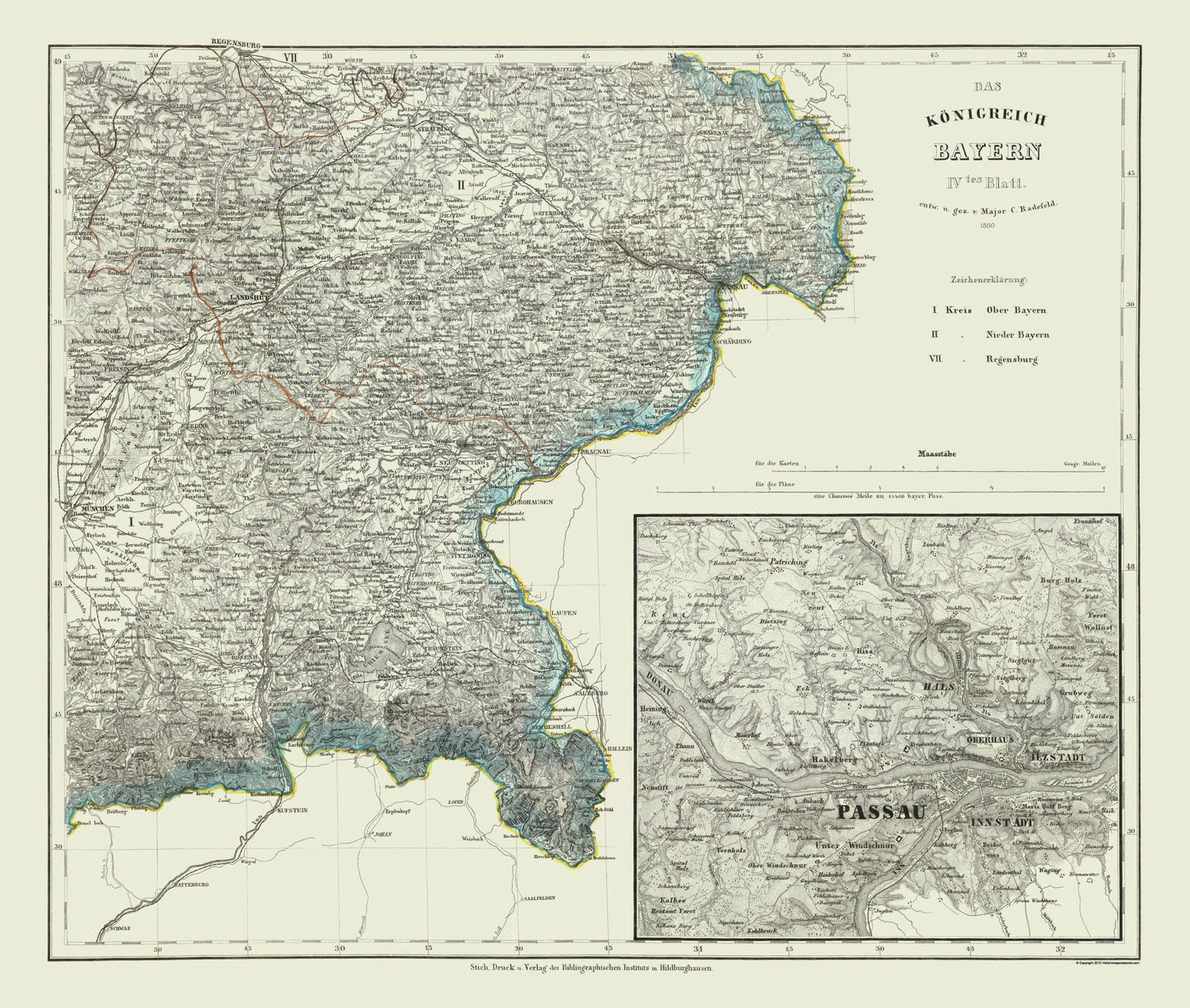 Historic Map - Bavaria Germany - Radefeld 1860 - 23 x 27.15 - Vintage Wall Art