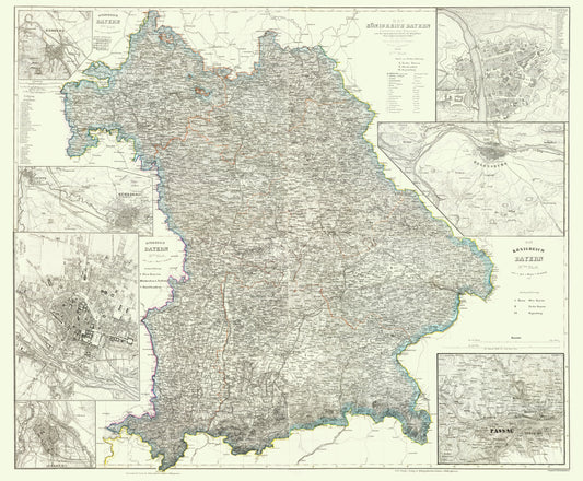 Historic Map - Bavaria Regensburg Regions Germany - Radefeld 1860 - 23 x 27 - Vintage Wall Art