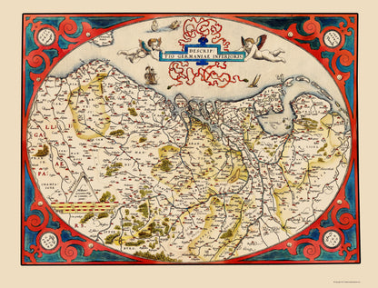 Historic Map - Belgium Germany Netherlands - Ortelius 1584 - 23 x 30.14 - Vintage Wall Art