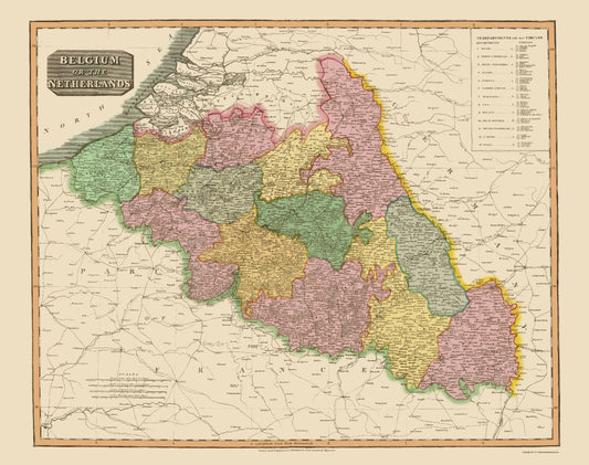 Historic Map - Belgium Netherlands - Thomson 1815 - 23 x 29.10 - Vintage Wall Art