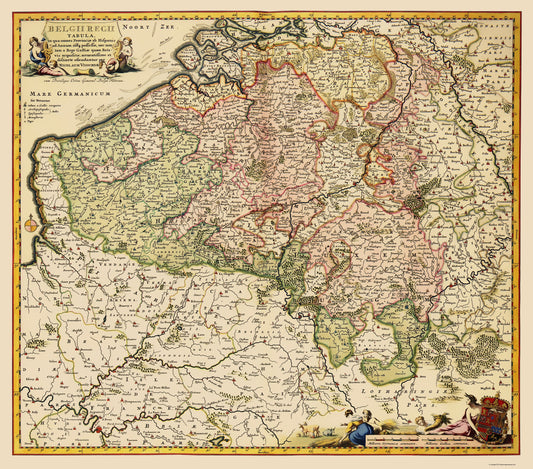 Historic Map - Belgium - Visscher 1684 - 23 x 26.12 - Vintage Wall Art