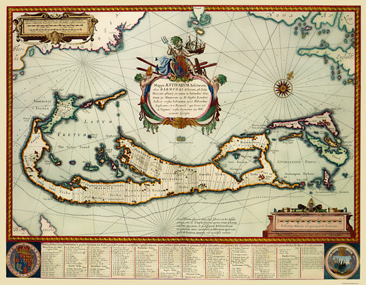 Historic Map - Bermuda Landowner - Blaeu 1630 - 23 x 29.55 - Vintage Wall Art