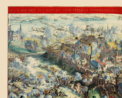 Historic War Map - Serbia Belgrade Siege - De'Hooghe 1688 - 23 x 28.48 - Vintage Wall Art