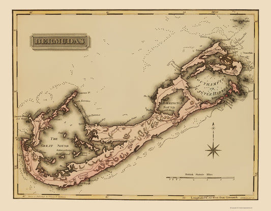 Historic Map - Bermuda - Lucas 1823 - 23 x 29.49 - Vintage Wall Art