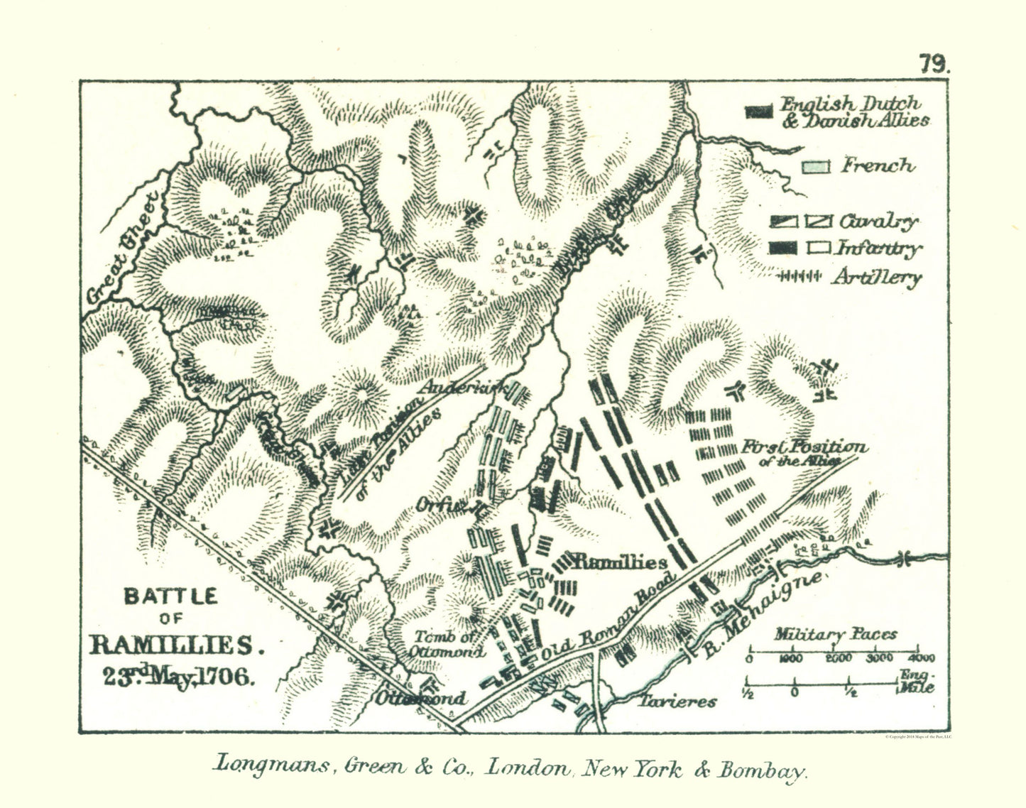 Historic War Map - Ramillies Belgium Battle 1706 - Gardiner 1902 - 29.20 x 23 - Vintage Wall Art