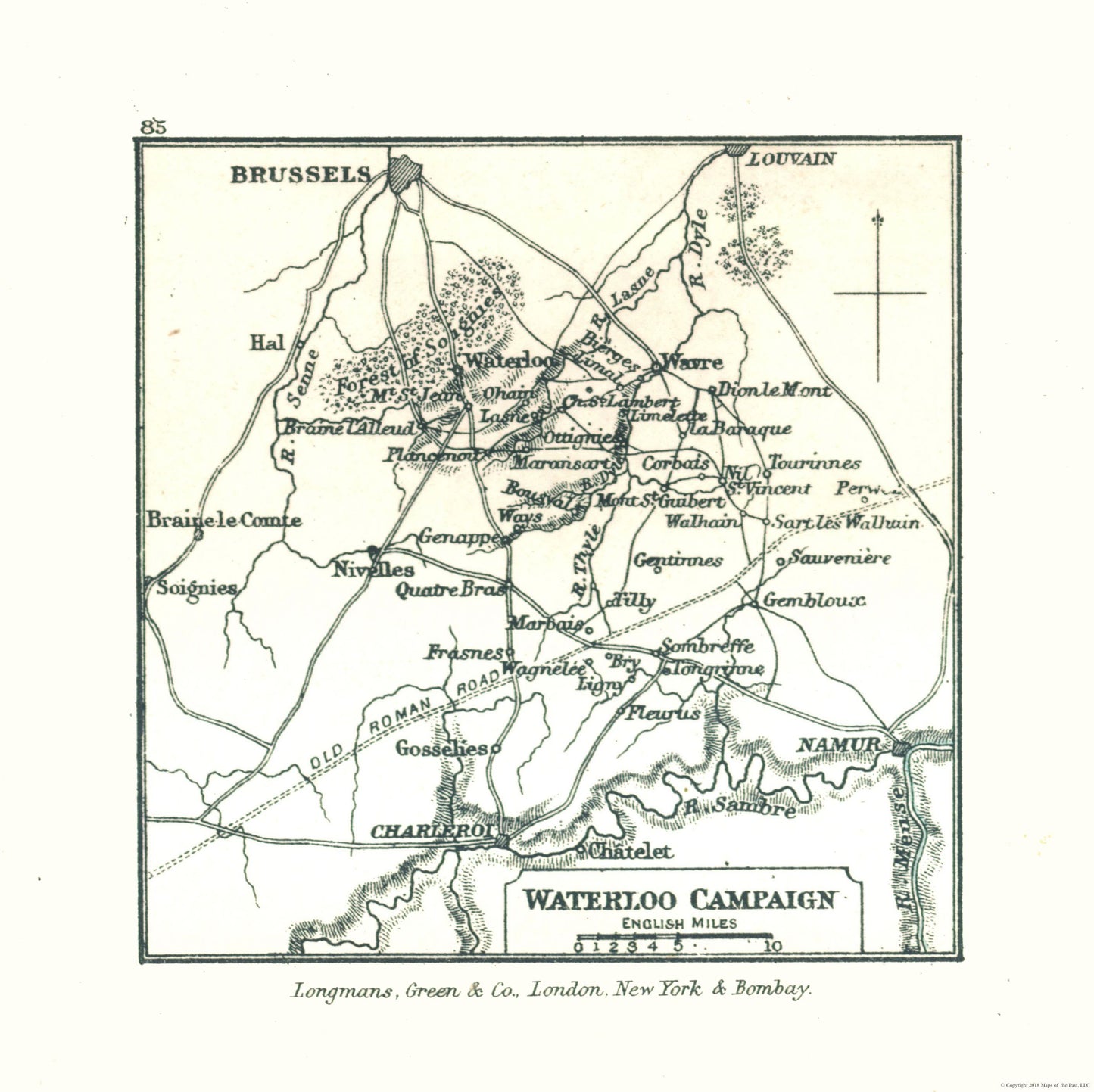 Historic Map - Belgium Waterloo Campaign - Gardiner 1902 - 23.04 x 23 - Vintage Wall Art