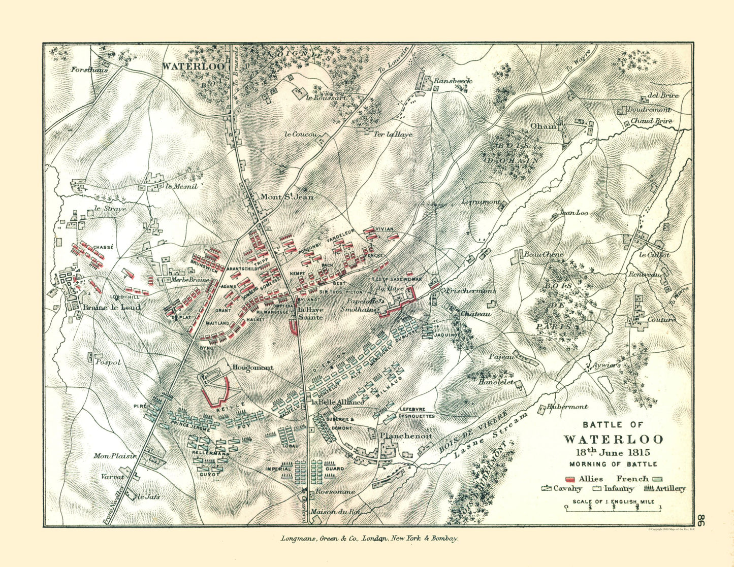 Historic War Map - Belgium Waterloo Battle 1815 - Gardiner 1902 - 29.74 x 23 - Vintage Wall Art