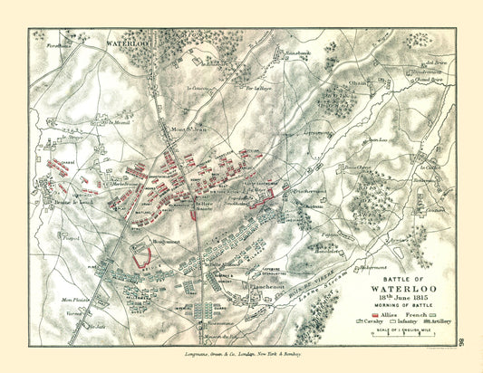 Historic War Map - Belgium Waterloo Battle 1815 - Gardiner 1902 - 29.74 x 23 - Vintage Wall Art