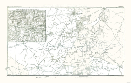 Historic War Map - Battle of Ligny Belgium - Thiers 1866 - 36.31 x 23 - Vintage Wall Art