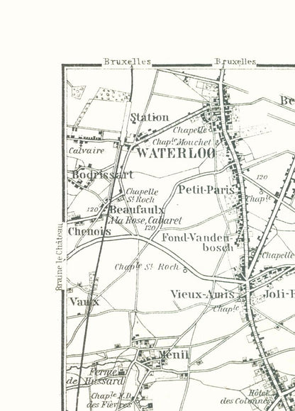 Historic Map - Waterloo Plancenoit Belgium - Baedeker 1910 - 23 x 32.08 - Vintage Wall Art