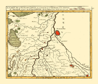 Historic Map - Liege Belgium - Robert 1748 - 26.97 x 23 - Vintage Wall Art