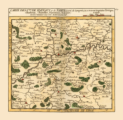 Historic Map - Hainaut Namur Belgium - Robert 1748 - 23.46 x 23 - Vintage Wall Art