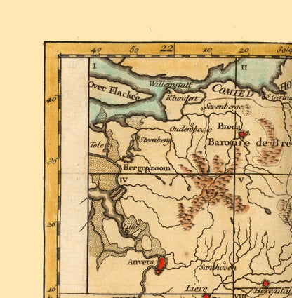 Historic Map - Brabant Province Netherlands - Robert 1748 - 23 x 23.51 - Vintage Wall Art