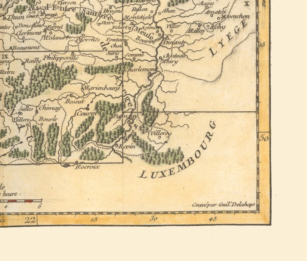 Historic Map - Hainaut Namur Cambresis Belgium - Robert 1748 - 27.03 x 23 - Vintage Wall Art