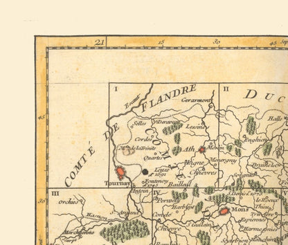 Historic Map - Hainaut Namur Cambresis Belgium - Robert 1748 - 27.03 x 23 - Vintage Wall Art