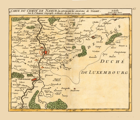 Historic Map - Dinant Environs Belgium - Robert 1748 - 26.82 x 23 - Vintage Wall Art