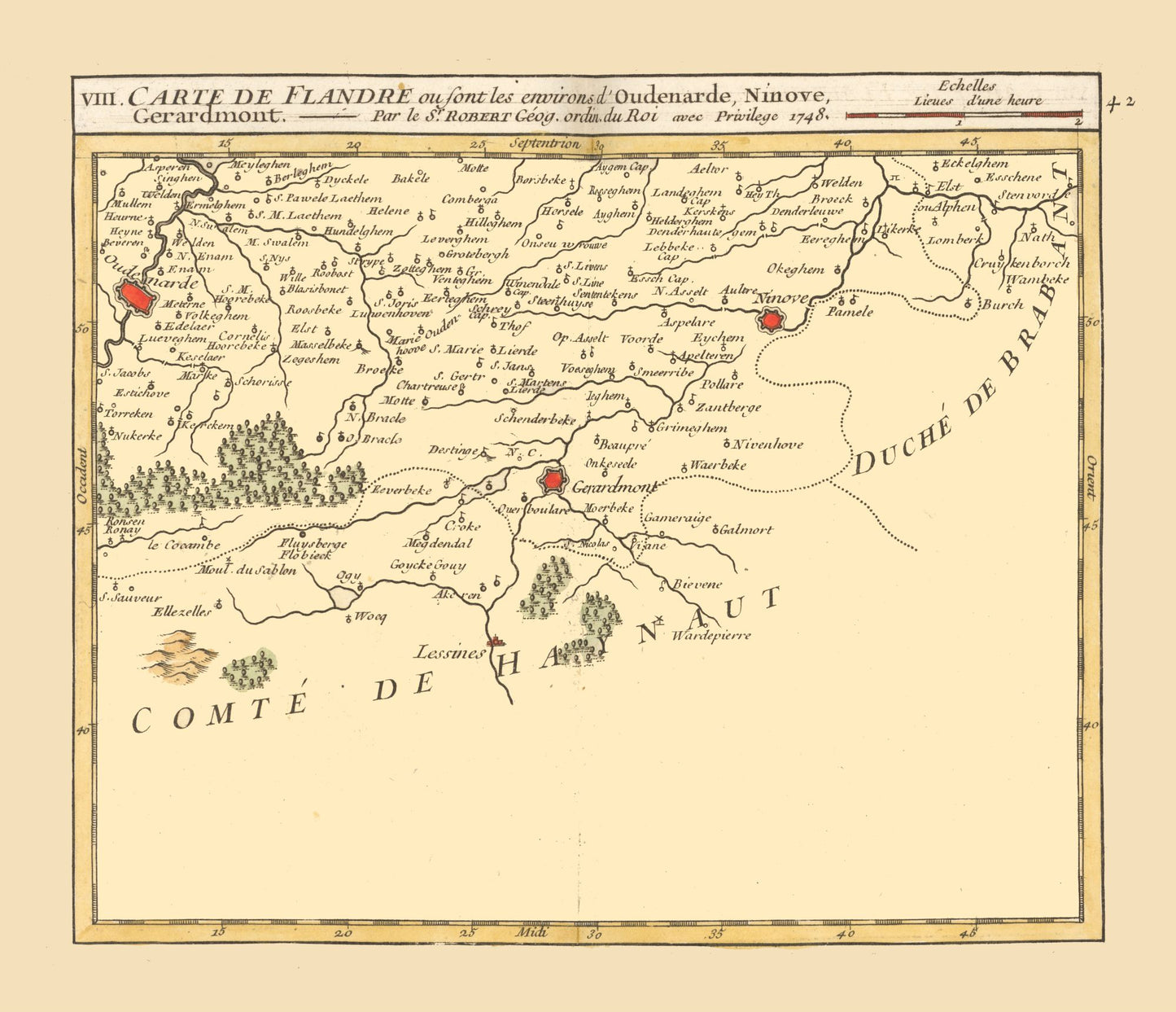 Historic Map - Oudenaarde Belgium - Robert 1748 - 26.73 x 23 - Vintage Wall Art