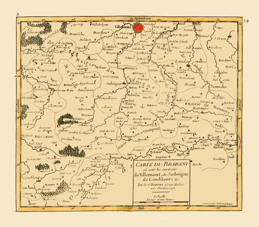 Historic Map - Brabant Province Belgium - Robert 1748 - 26.22 x 23 - Vintage Wall Art