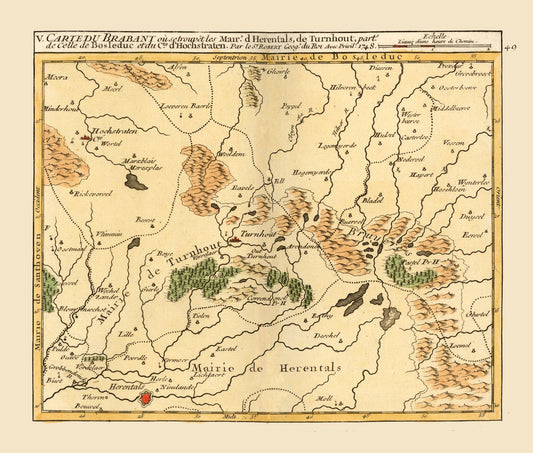 Historic Map - Herentals Environs Belgium - Robert 1748 - 27.06 x 23 - Vintage Wall Art