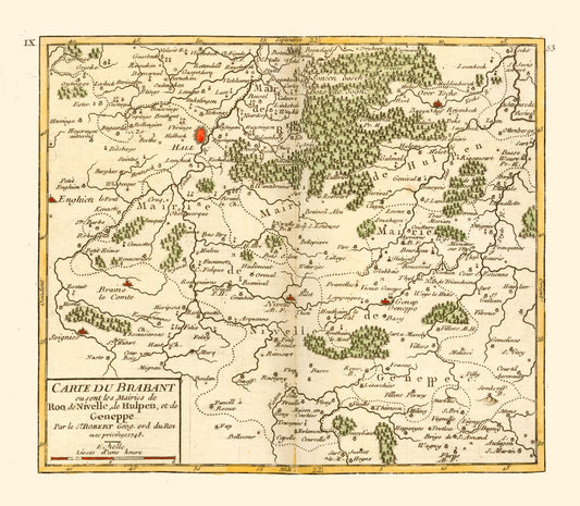 Historic Map - Hulpe Nivelles Genappe Belgium - Robert 1748 - 26.36 x 23 - Vintage Wall Art