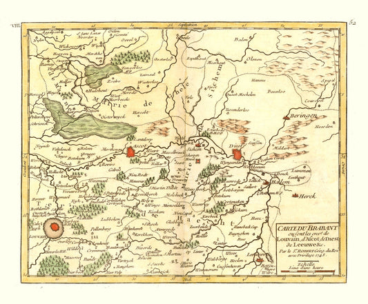 Historic Map - Leuven Flemish Brabant Belgium - Robert 1748 - 27.80 x 23 - Vintage Wall Art