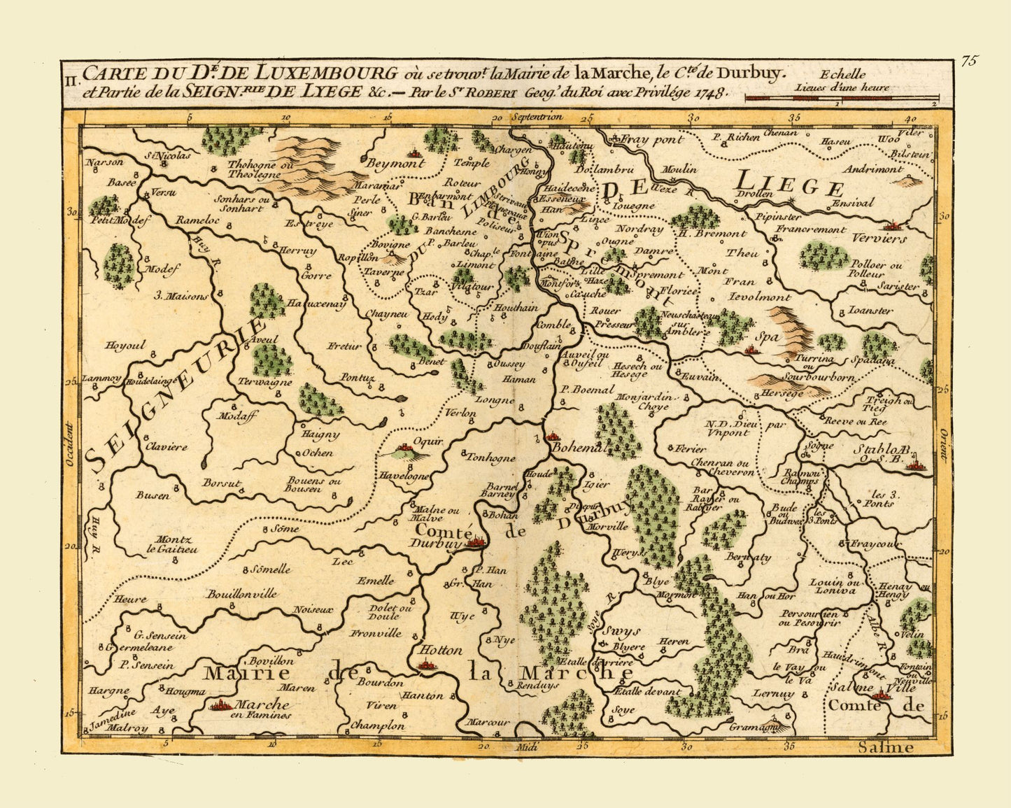 Historic Map - Luxembourg Province Belgium - Robert 1748 - 28.76 x 23 - Vintage Wall Art