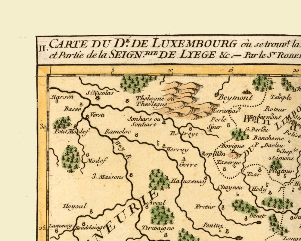 Historic Map - Luxembourg Province Belgium - Robert 1748 - 28.76 x 23 - Vintage Wall Art