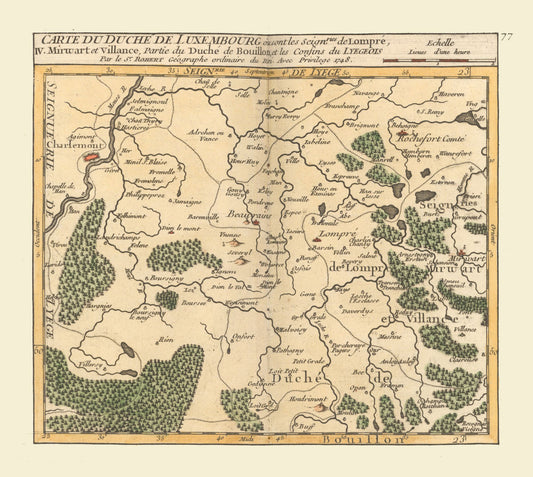 Historic Map - Namur Province Belgium - Robert 1748 - 25.73 x 23 - Vintage Wall Art